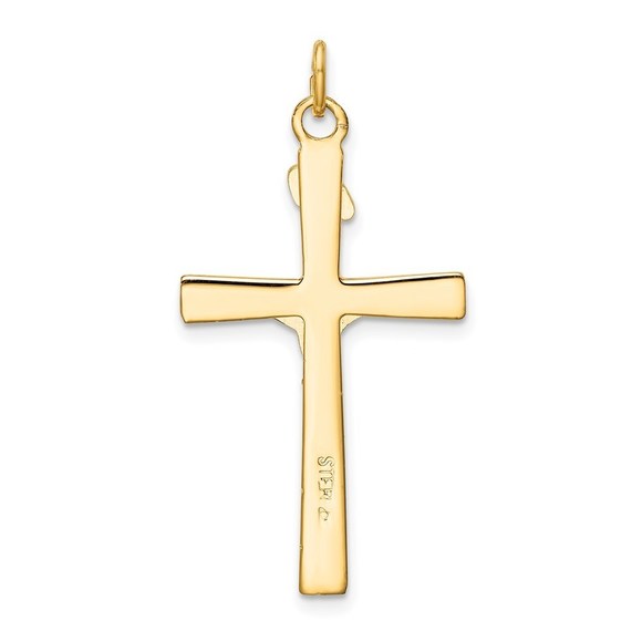 Million Charms 925 Sterling Silver Rh-Plated & 18k Gold-plated Crucifix Pendant - Picture 3 of 4